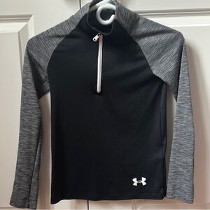 UA Black/Gray HeatGear long sleeves 1/4 zip top for youth kidsYMD